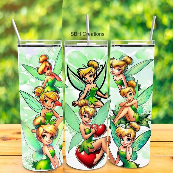 20oz Tinker bell insulated tumbler with sliding lid and straw - Picture 1 of 1